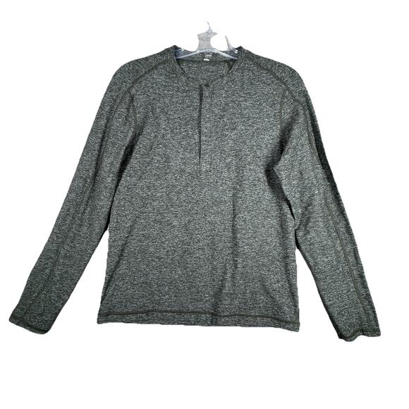 Lululemon Shirt Mens Medium Surge Green Gator Henley Rulu Workout Athleisure Gym - Picture 1 of 8